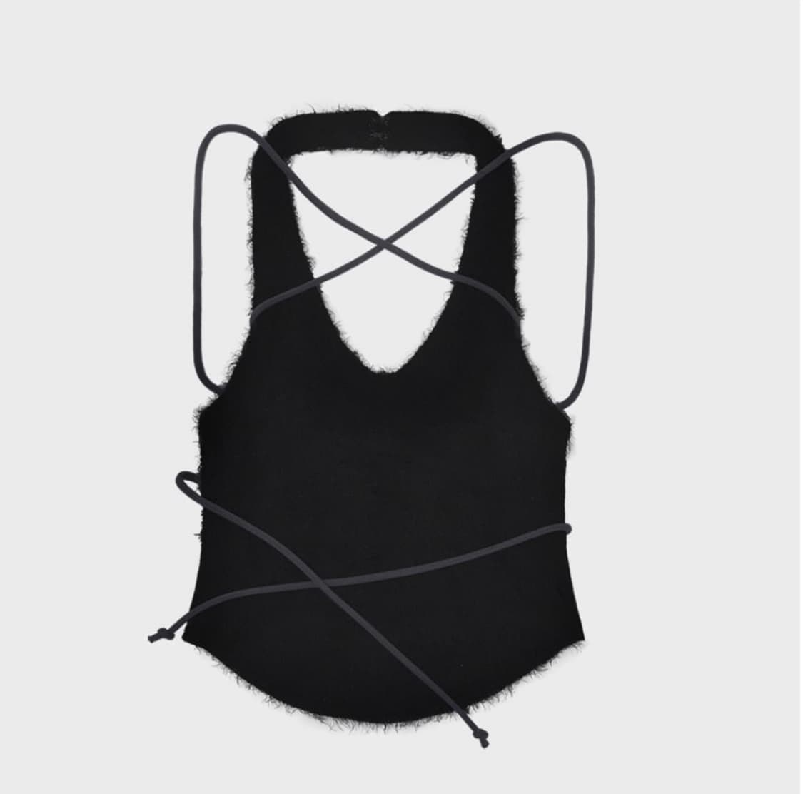 오호스 사이드 포켓 홀터 니트 / 블랙 상품이미지1