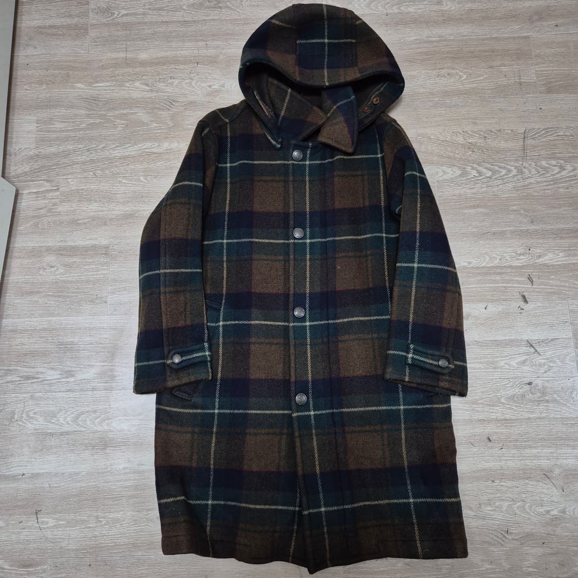 올젠 남성 클래식 체크 울 후드 코트 M(95) 상품이미지1