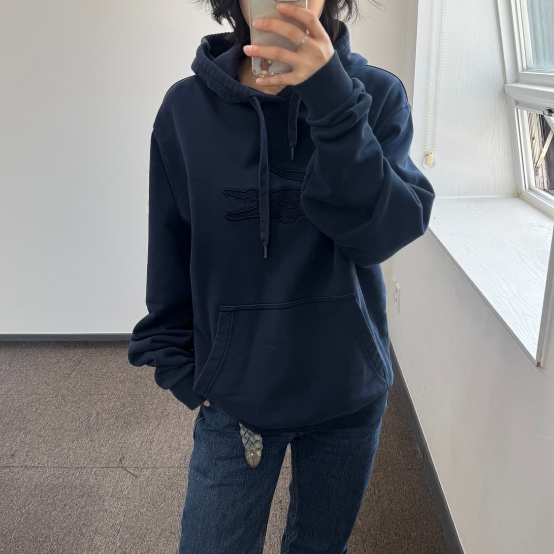 Lacoste 라코스테 빅로고 네이비 후드티 상품이미지1