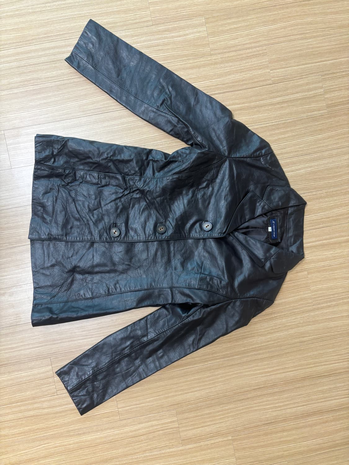 f collection 딥브라운 소가죽 버튼 레더자켓 상품이미지2