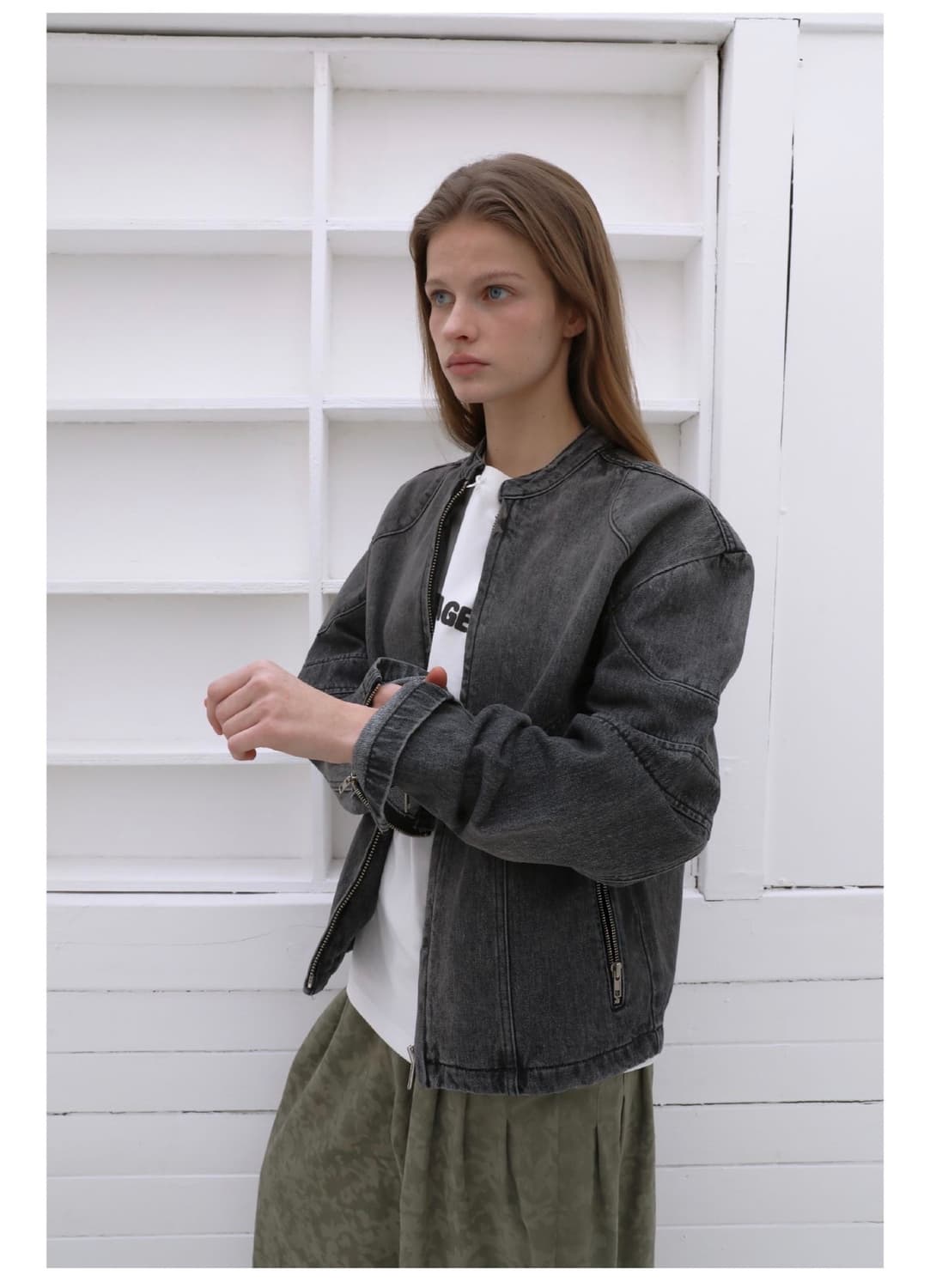 RHEME 리임 페이디드 데님 레이서 자켓 상품이미지1