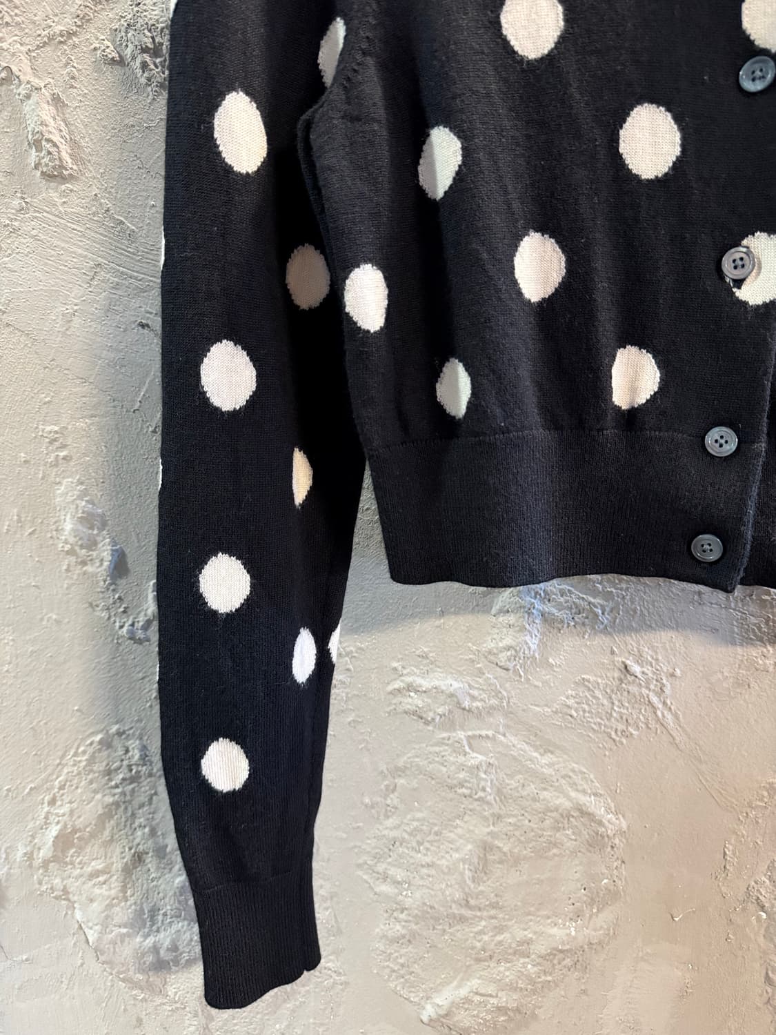 폴로 랄프로렌 크롭 폴카 도트 메리노울 가디건 블랙 S 상품이미지2