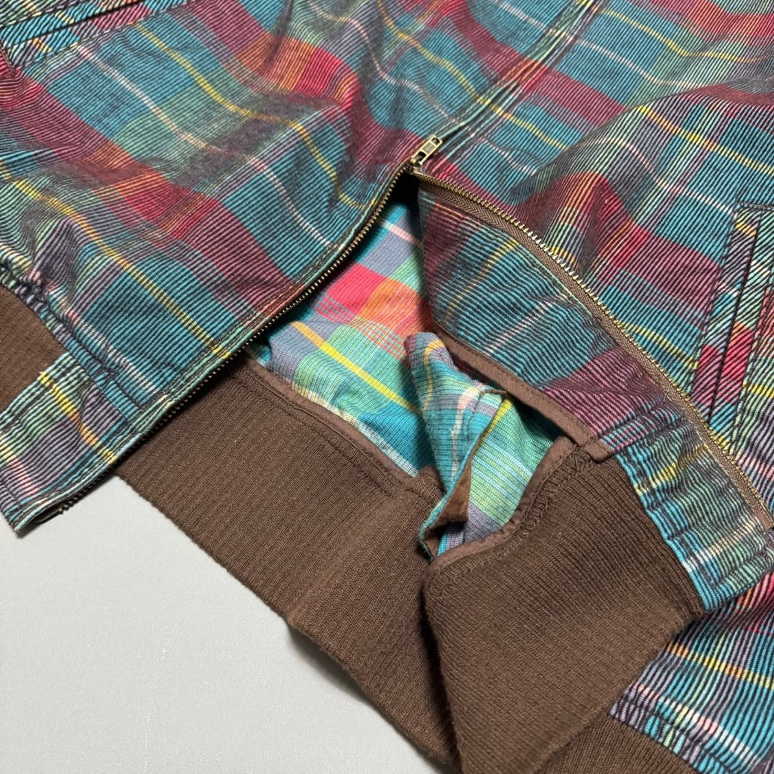 빔즈+ 네이비 레드 믹스 체크패턴 코튼 코듀로이 스포츠 블루종 자켓 상품이미지5