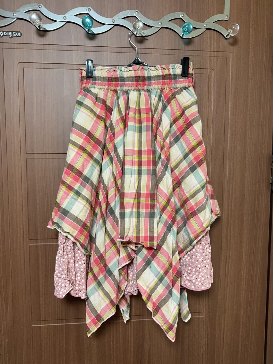 모리걸 일본 빈티지 하구미 목폴라 체크 셔츠 블라우스 잔꽃 스커트 세트 상품이미지6