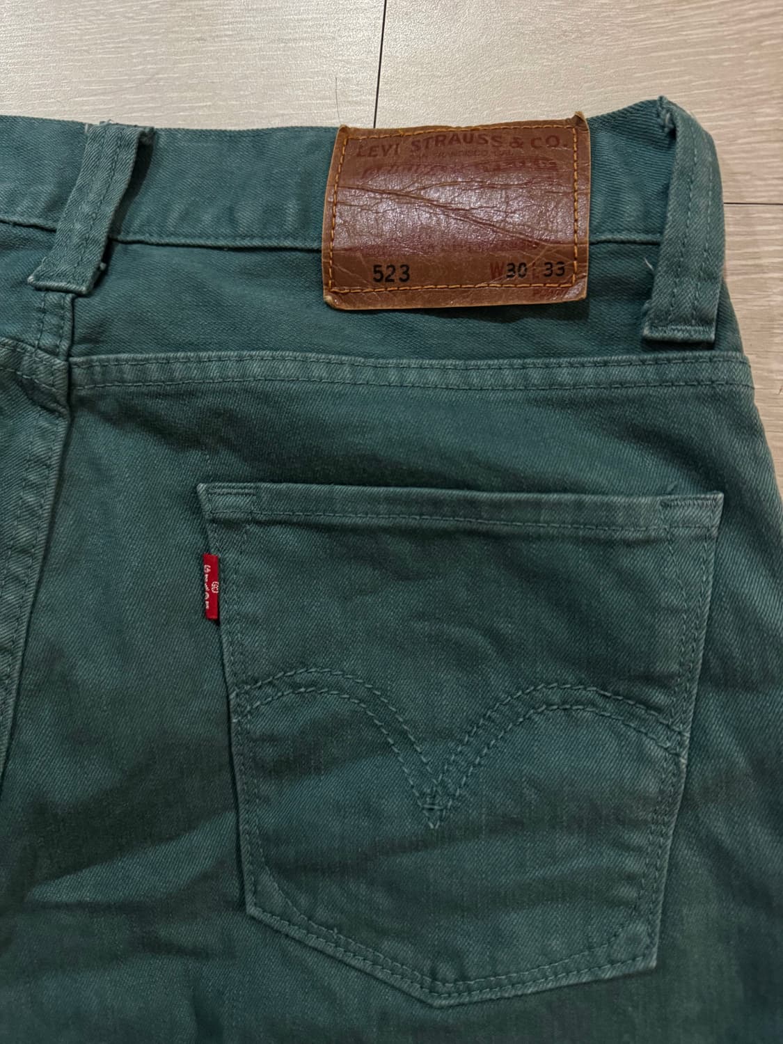 리바이스 523 스트레이트핏 그린 데님 팬츠 상품이미지5