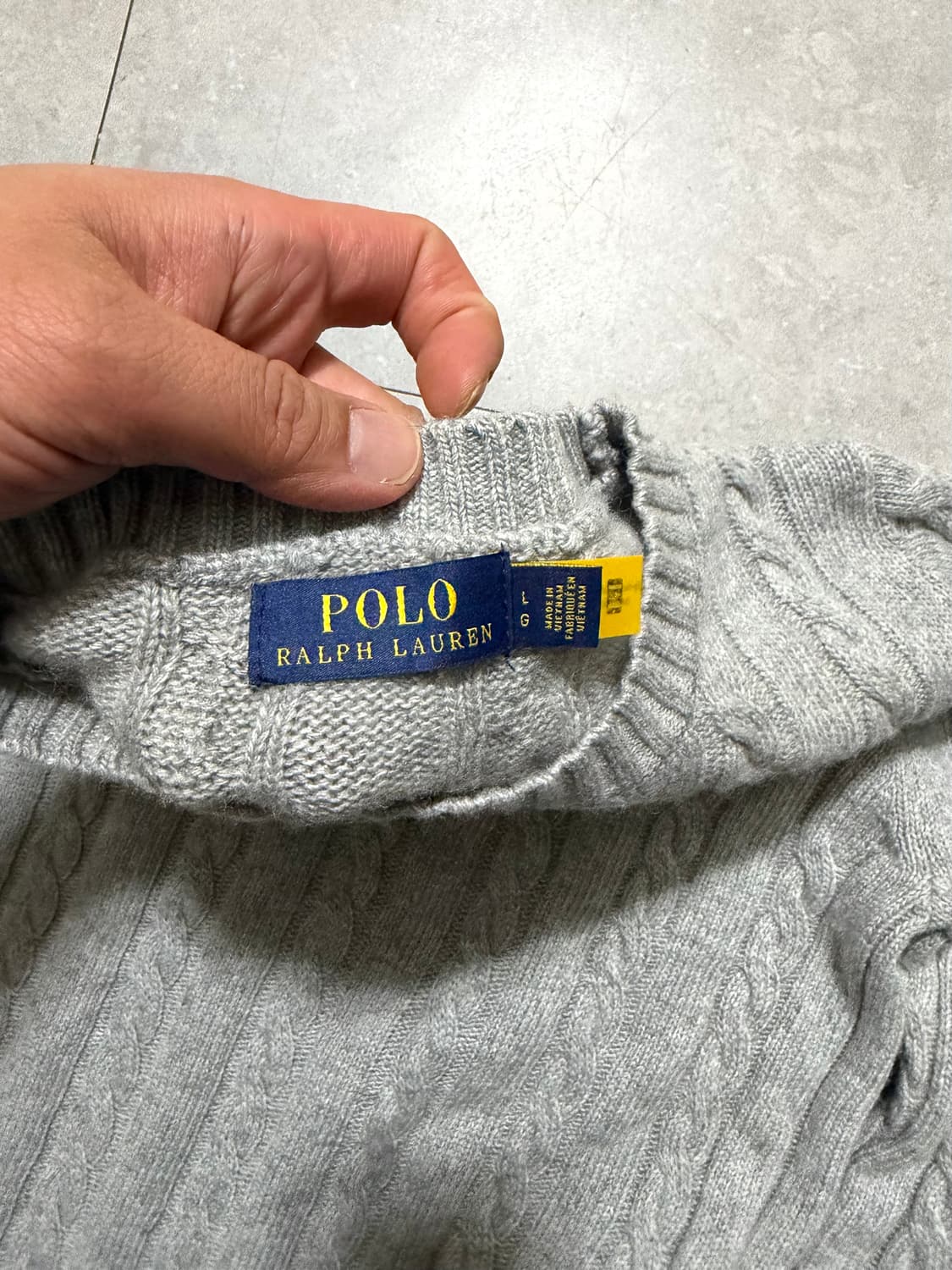 랄프로랜 폴로 그레이컬러 빈티지 케이블 코튼 니트  100size   상품이미지8