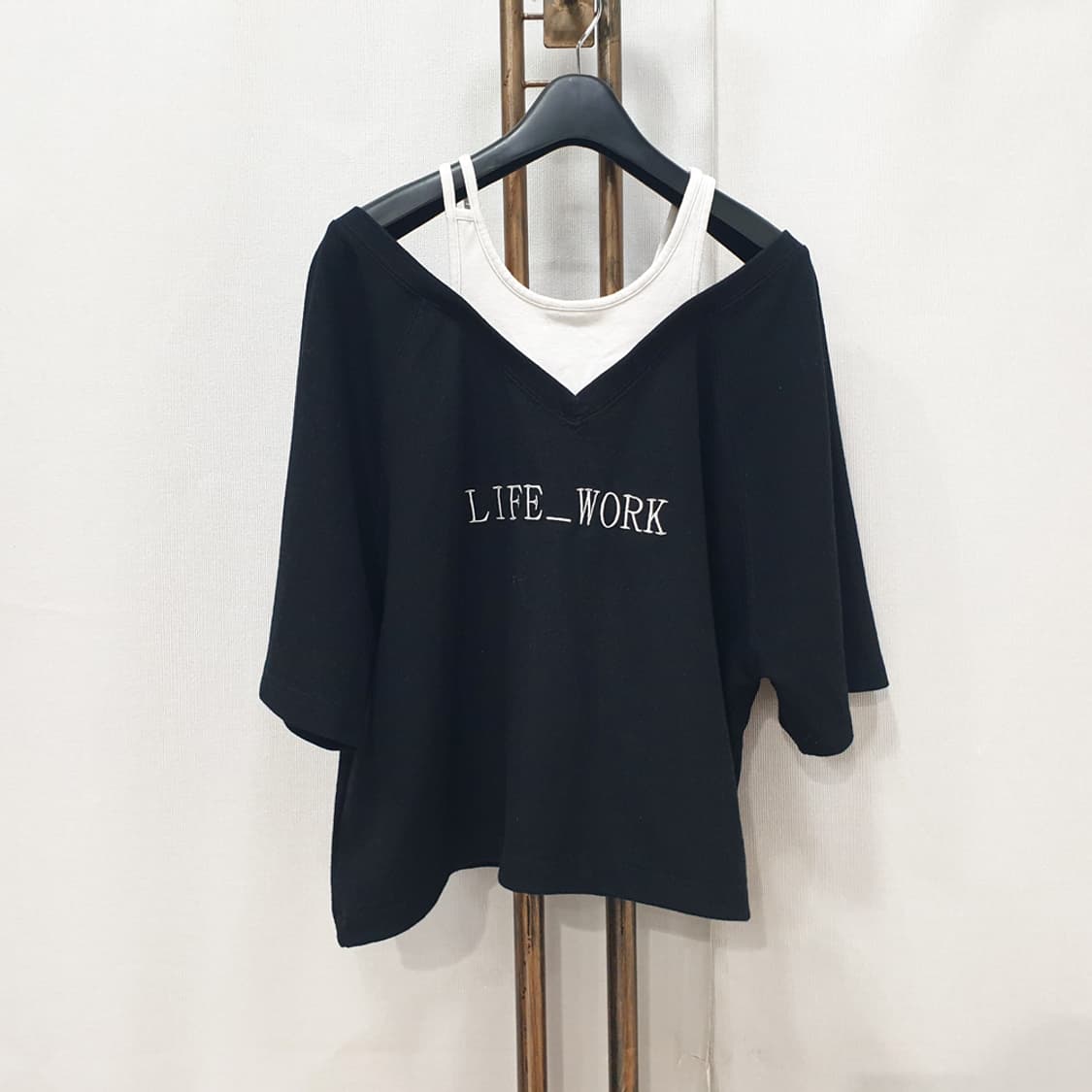 라이프워크 여성 와플 레이어드 숏 반팔 티셔츠 F 상품이미지4