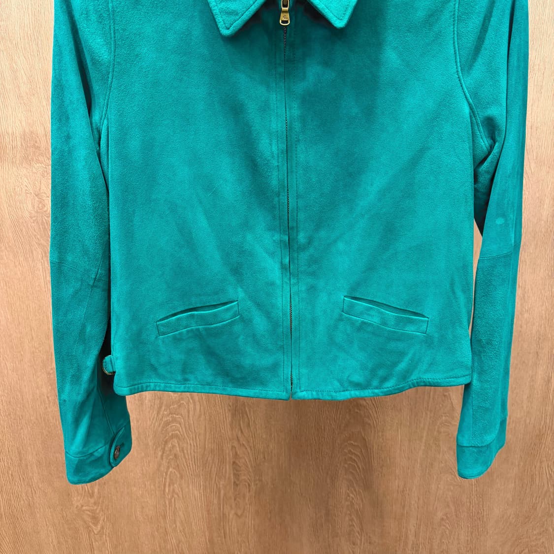 로렌 랄프로렌 스웨이드 자켓 카라넥 사이드 버클 스트랩 디테일 그린 상품이미지5