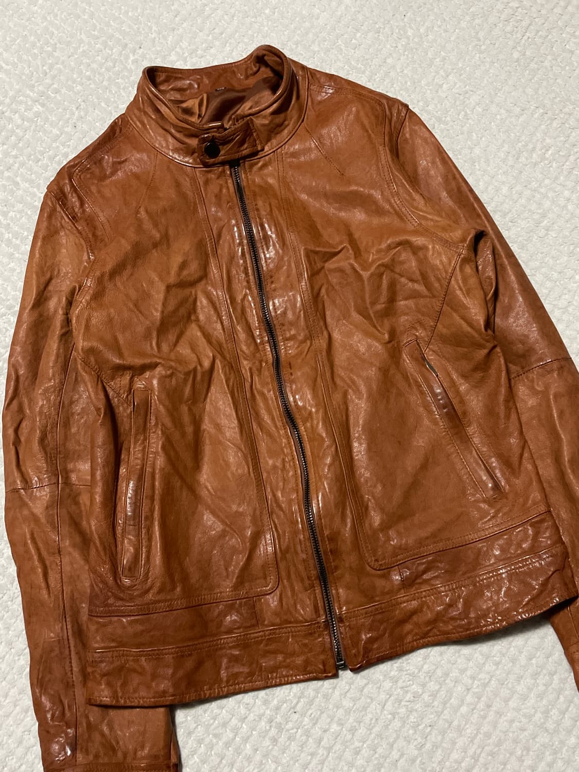 광희시장 웨스턴 무드 램스킨 양가죽 레더 자켓 브라운 상품이미지6