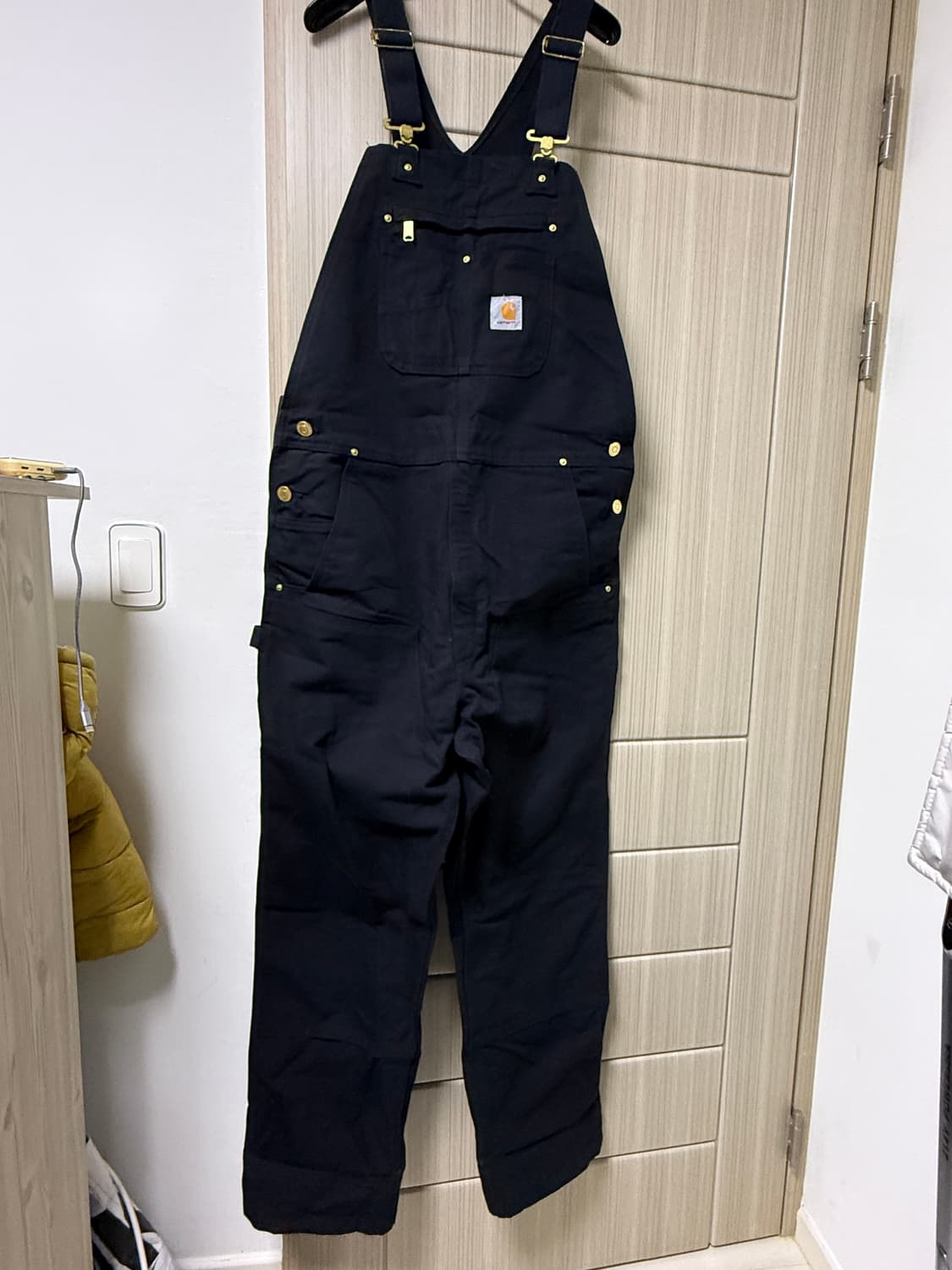 칼하트 덕 빕 남성 오버롤 멜빵 바지 36x32 블랙 상품이미지1