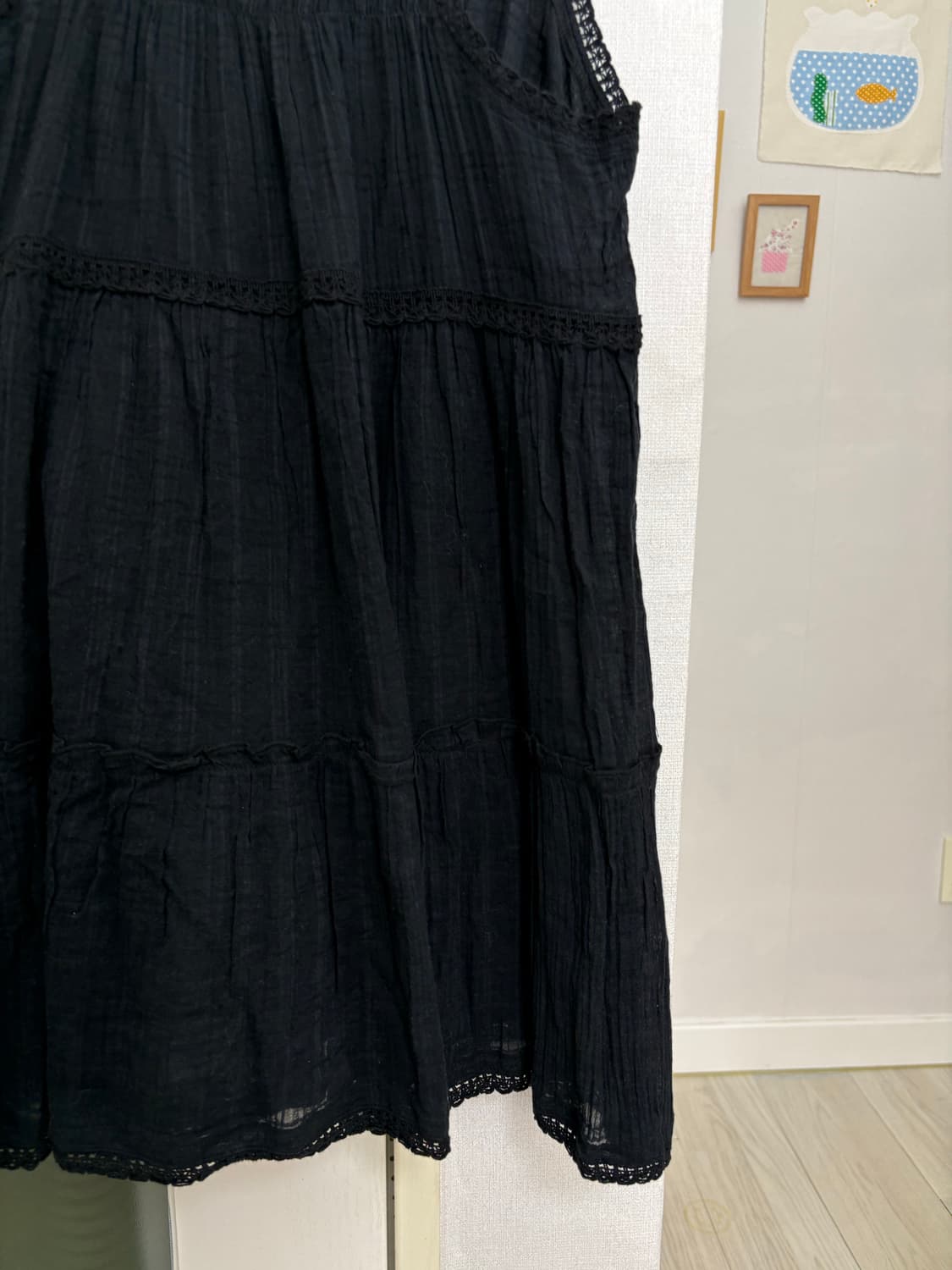 블랙 잔체크 슬리브리스 상품이미지7