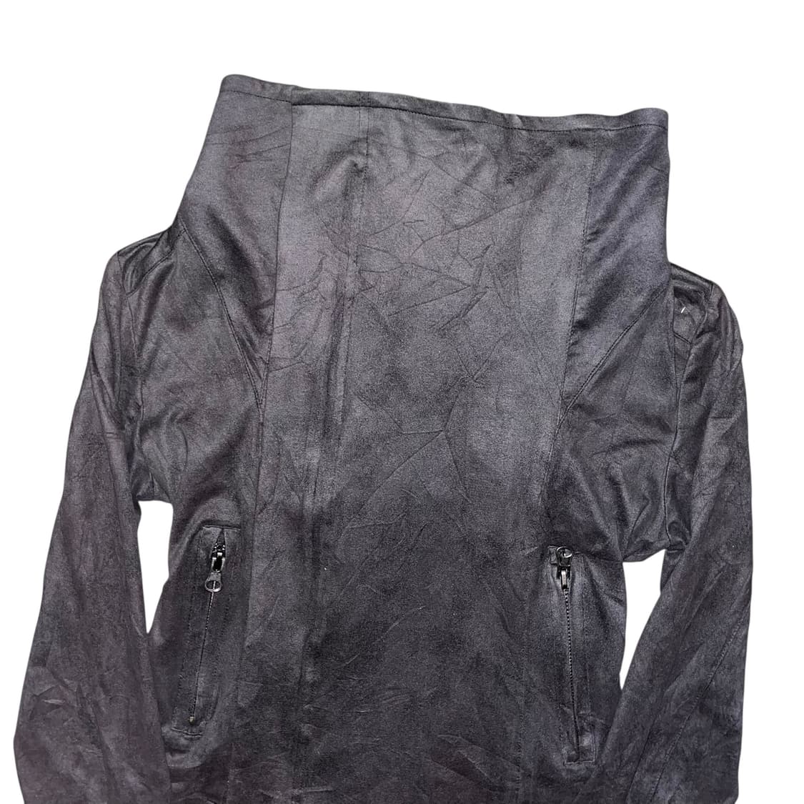 스웨이드 하이넥 사선지퍼 크롭 자켓 y2k갸루펑크 상품이미지2