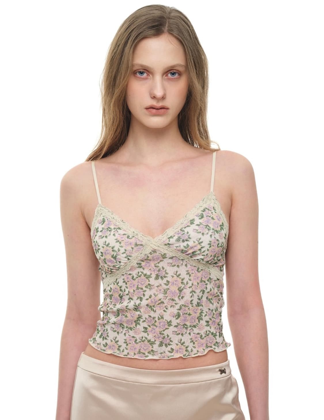 TOOMUCHTEX FLORAL LACE CAMI TOP (IVORY) 상품이미지1