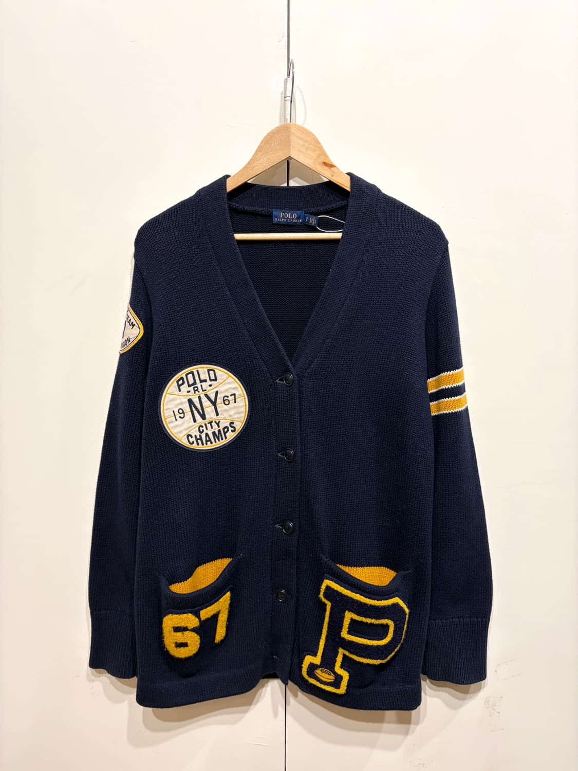 폴로 랄프로렌 컬리지 바시티 레터맨 P 가디건 상품이미지1