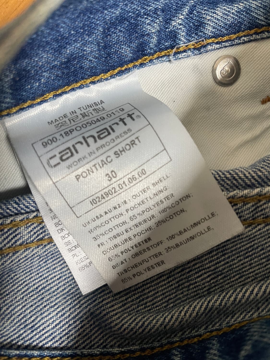 칼하트 WIP  폰티악 데님 쇼츠 반바지 30 상품이미지3