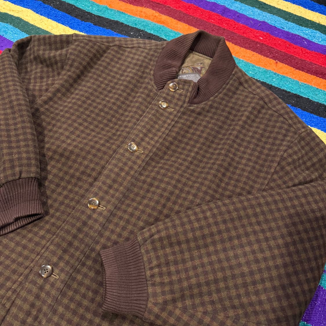 Lanvin paris 빈티지 울 해링본 체크 봄버 자켓 105-110 상품이미지2