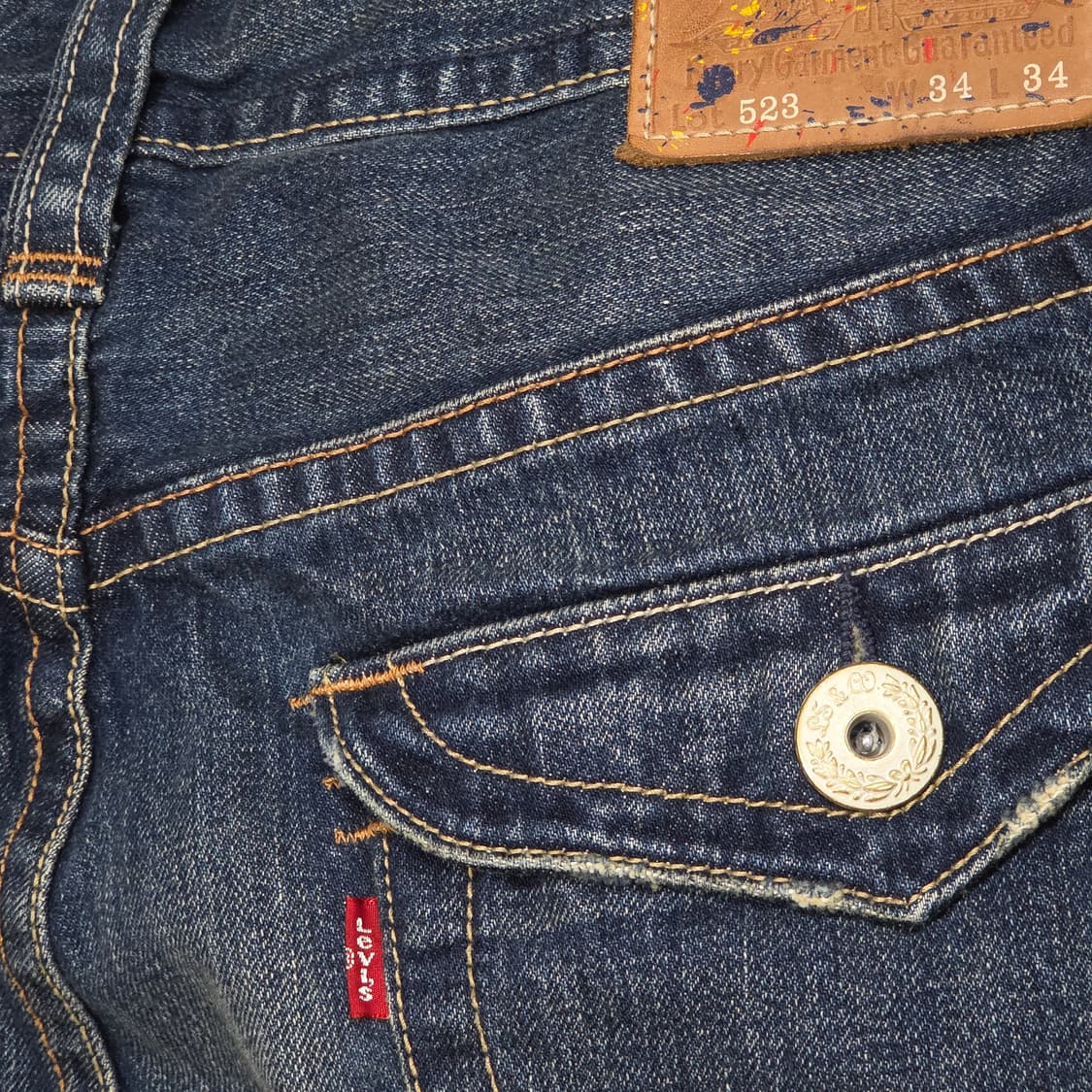 리바이스 523 워싱 데미지 데님 팬츠 상품이미지4