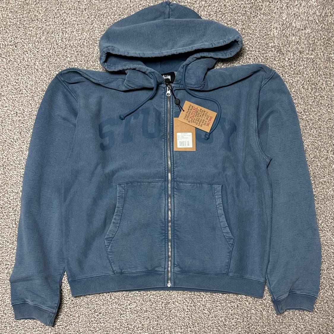 스투시 페이디드 그래픽 집 후드 워시드 네이비 M 상품이미지2