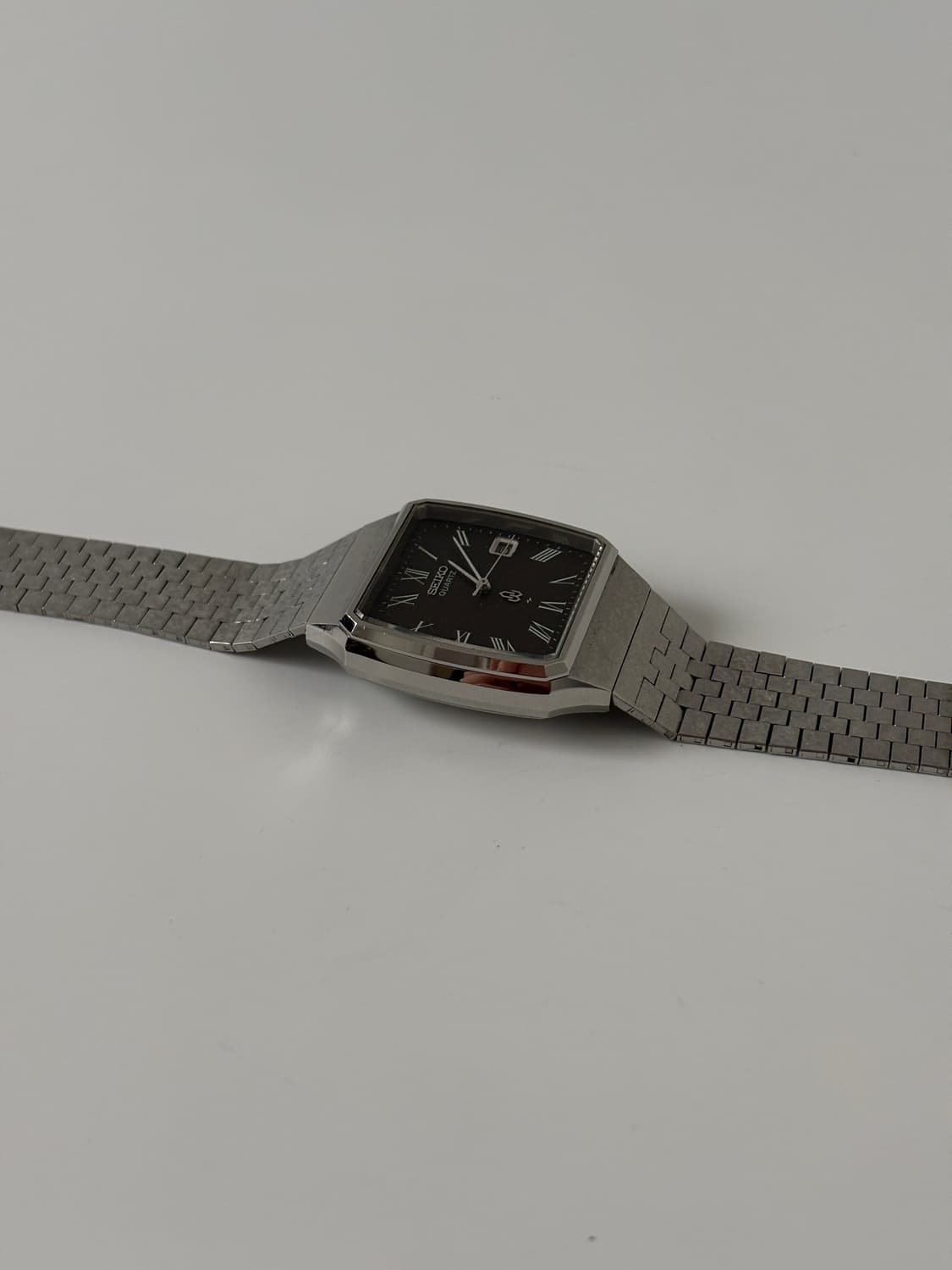 1970년대 브라운 바크 텍스쳐 실버 스퀘어 쿼츠 남성 상품이미지6