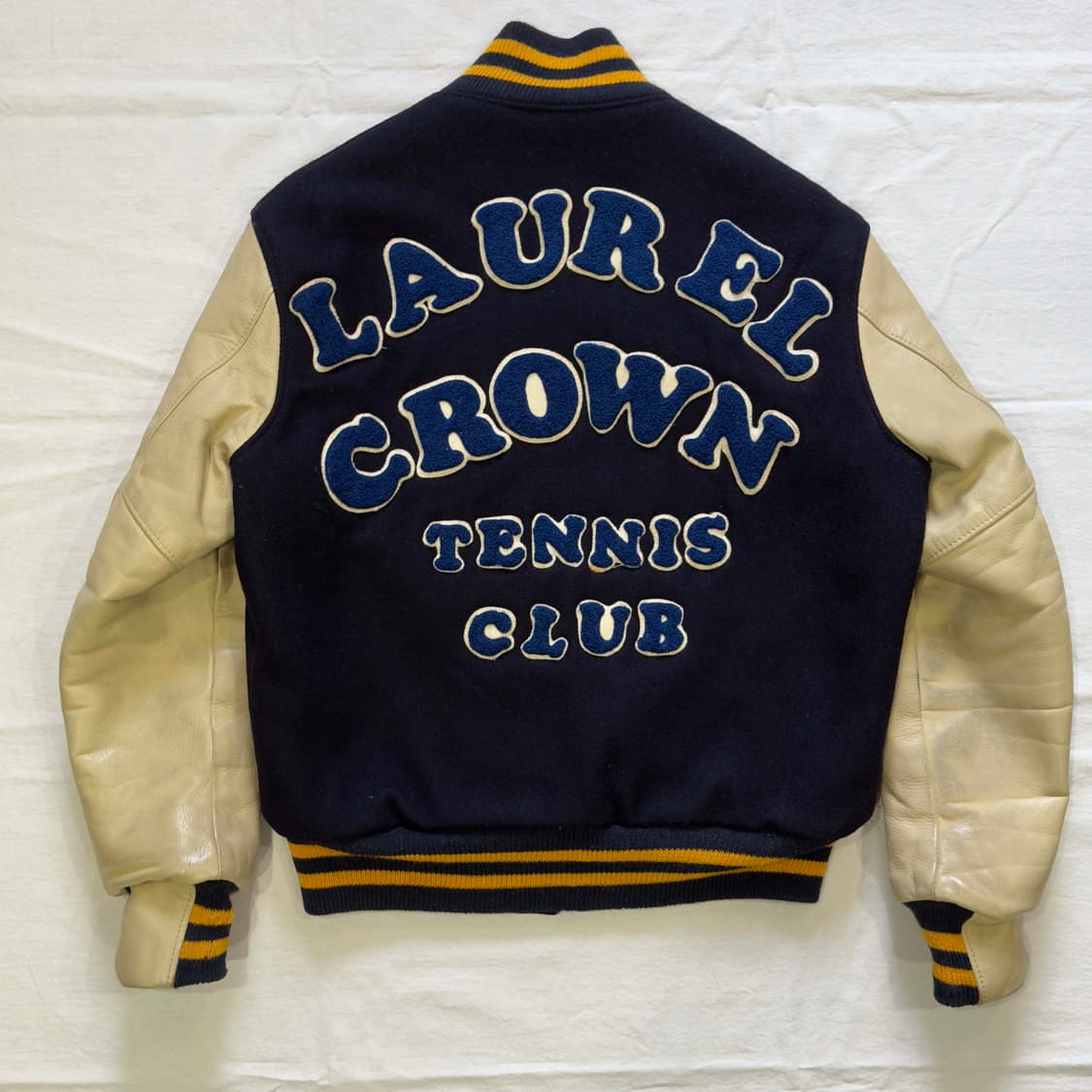 90s 골든베어 레더 울 바시티 자켓 상품이미지5