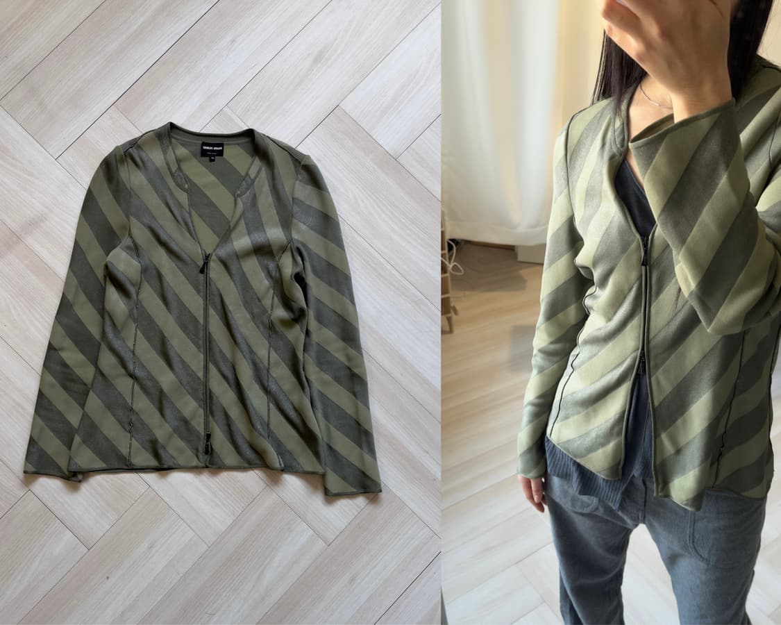 [Giorgio Armani] Striped Zip-Up Cardigan 상품이미지1
