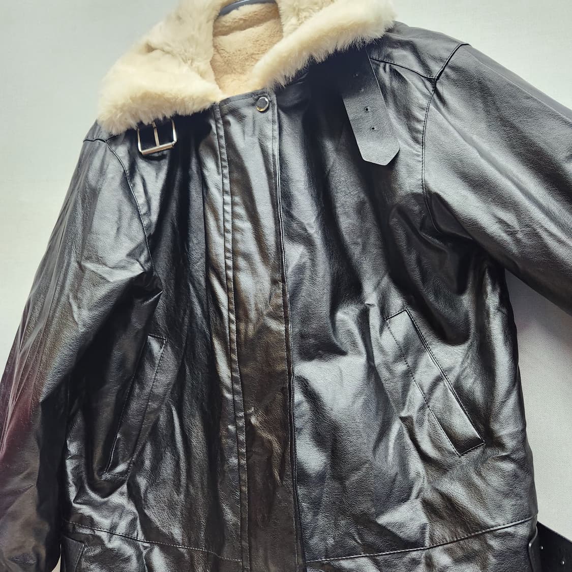 퍼카라 에코 무스탕 오버핏 가죽 자켓 XL 상품이미지3
