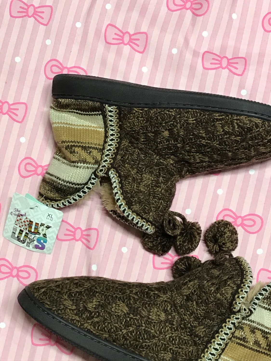 무크룩스 브라운 니트 폼폼 부츠 히피신발 모리신발 상품이미지3