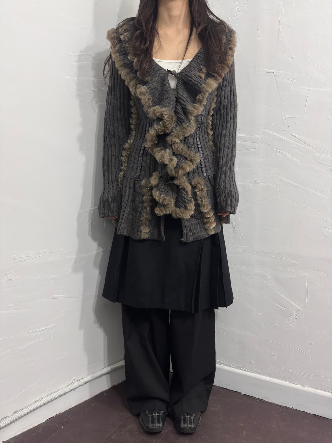 rabbit fur detail cardigan 상품이미지2