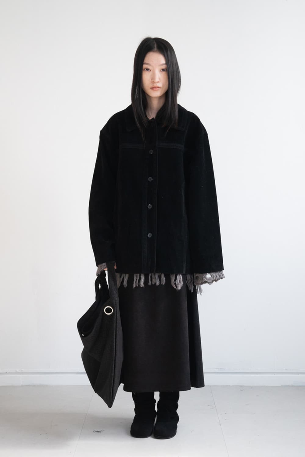 피키소사이어티 스웨이드 펀칭 자켓 블랙 상품이미지1