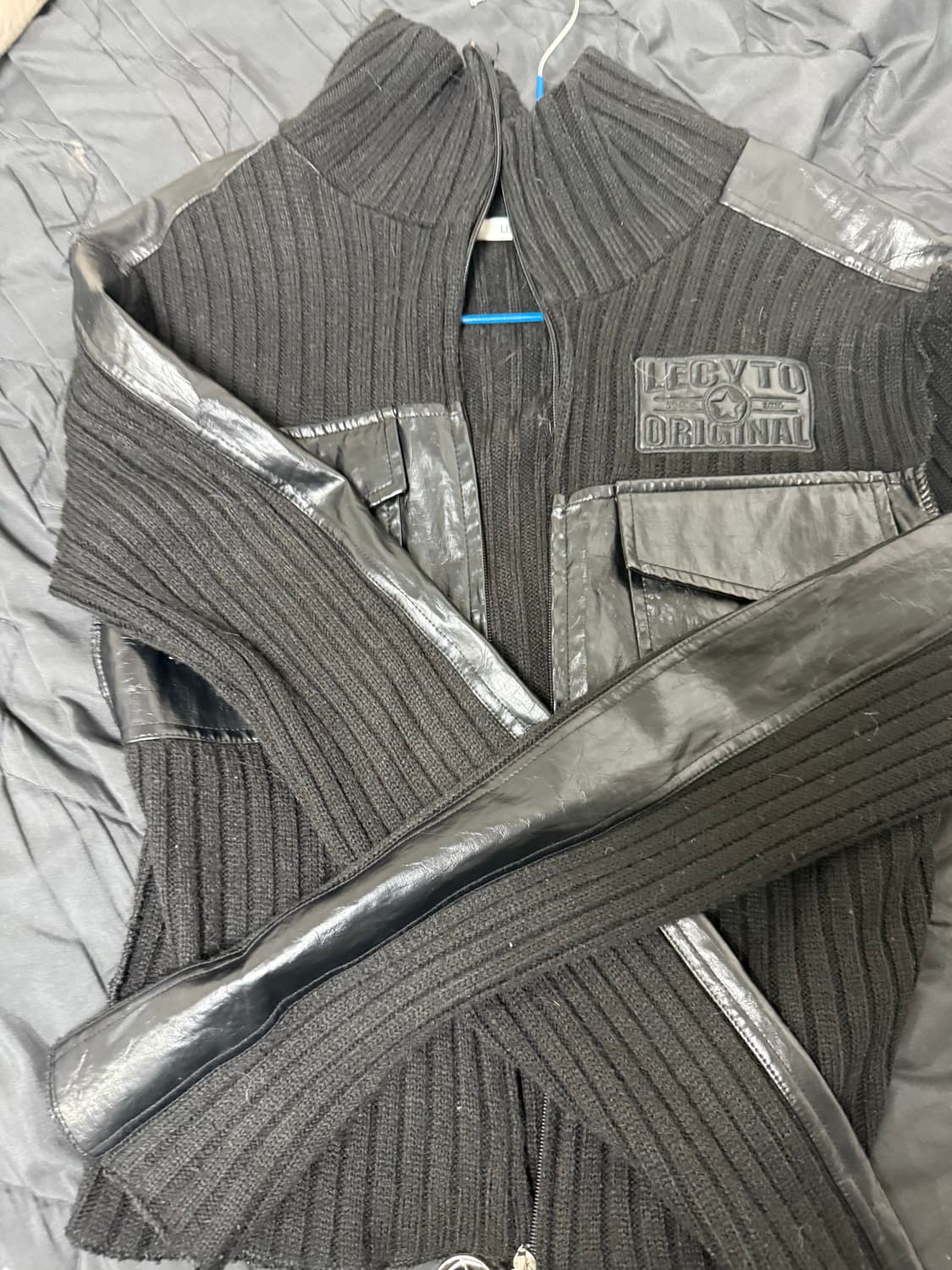 레시토 레더 집업 니트 상품이미지2