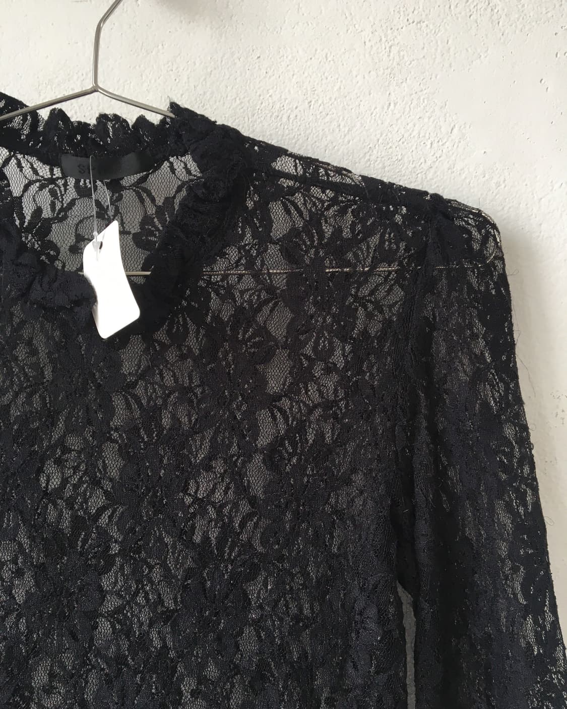 Lace high neck see through blouse 상품이미지5