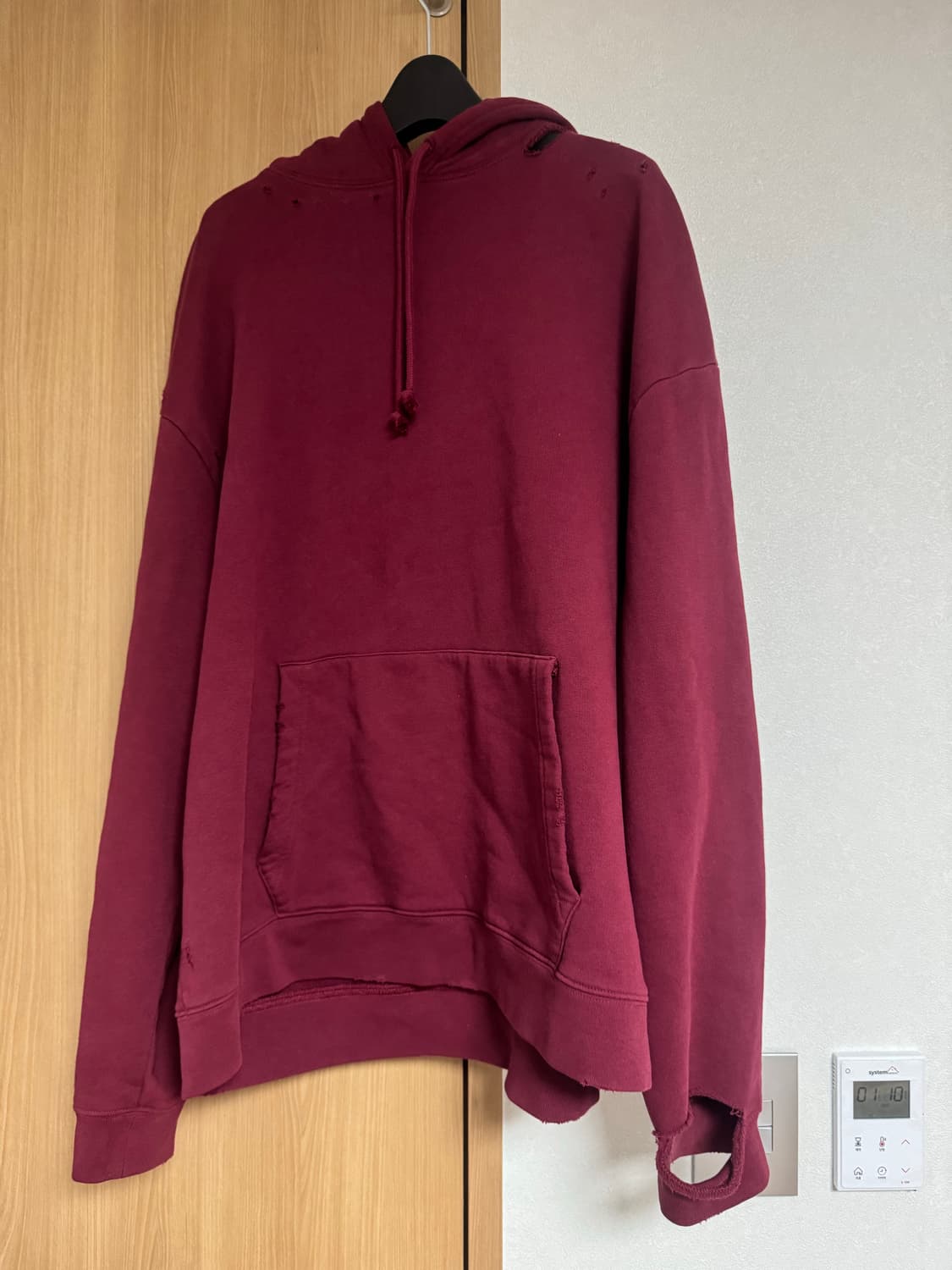 라프시몬스 AW20 네바다 후드티 버건디 상품이미지7