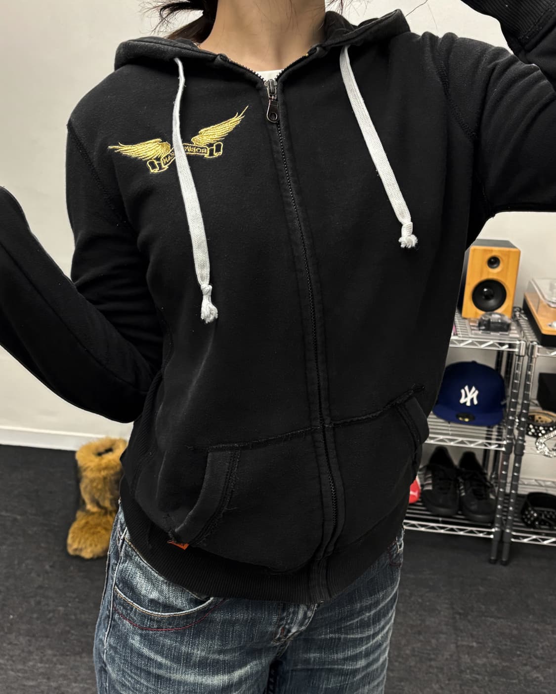 로빈스진 골드윙 블랙 후드집업 상품이미지1