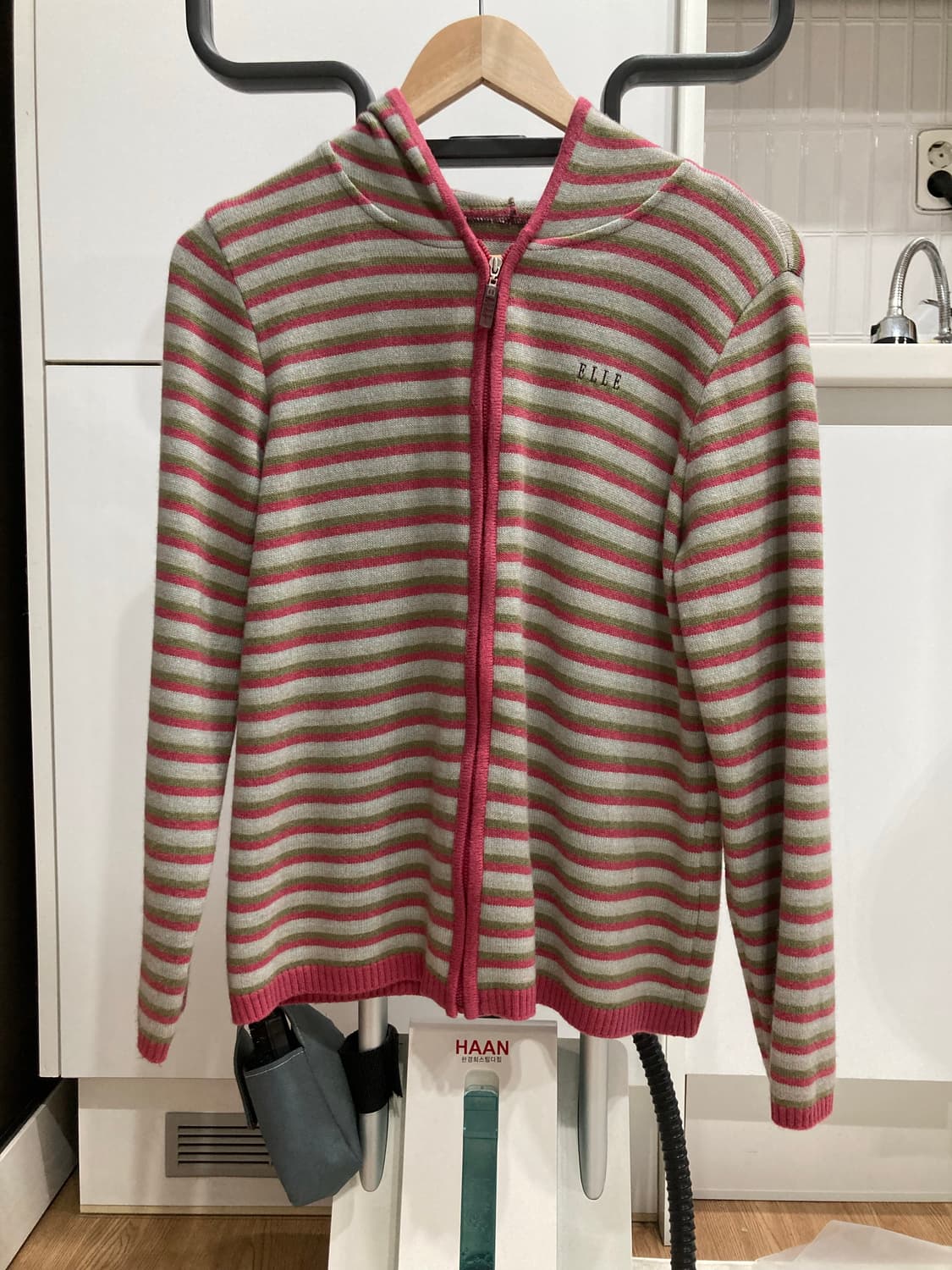 ELLE 엘르 니트 후드 집업 상품이미지1