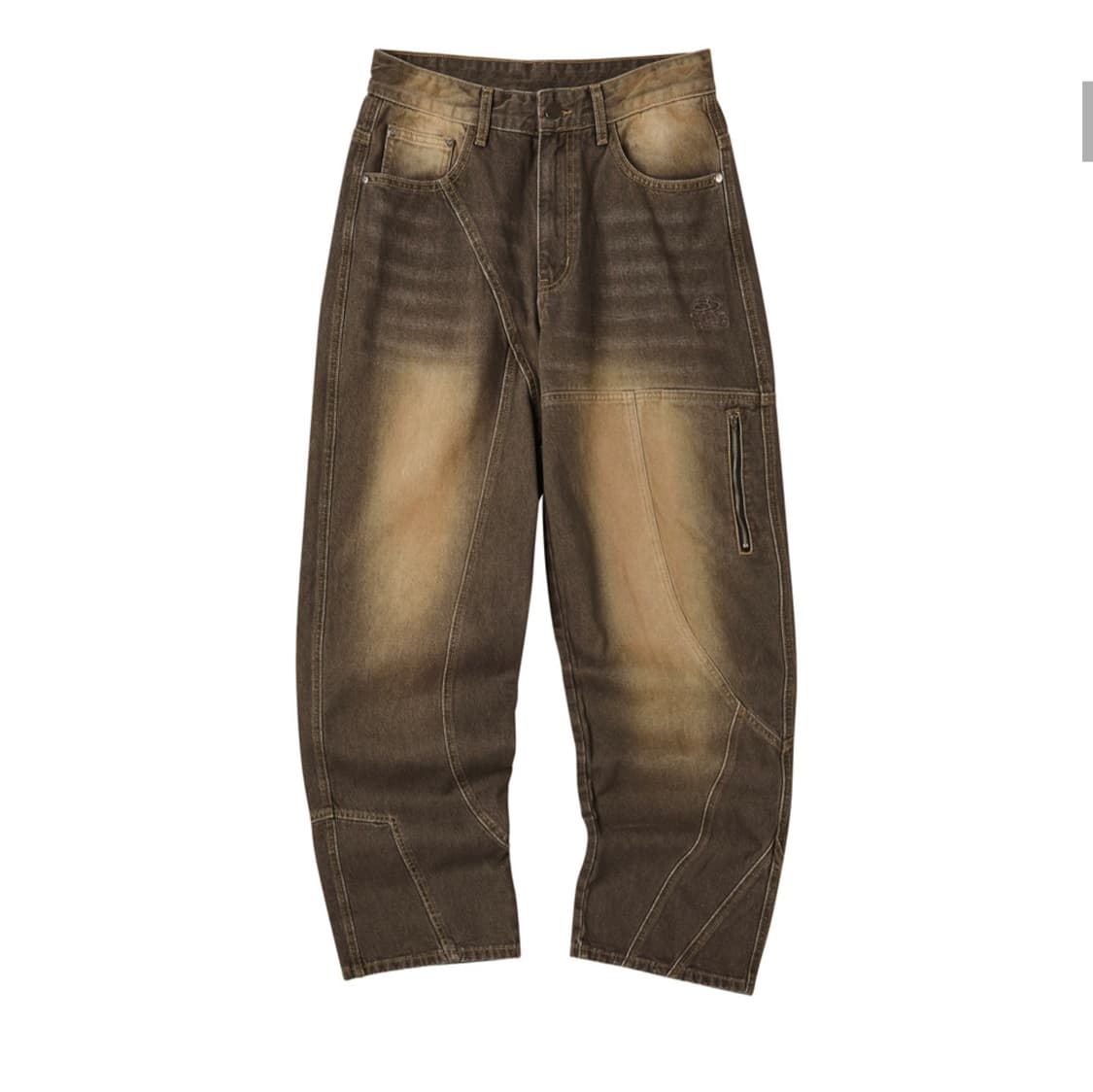 [트래블] 절개 워싱 데님 팬츠 샌드 브라운 상품이미지1