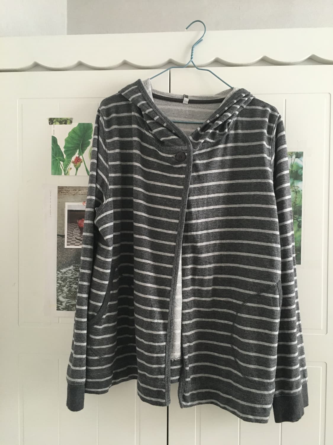 일본빈티지 하구미 바선생핏 너드 줄무늬 후드집업 모리걸 스즈코 단가라 상품이미지5