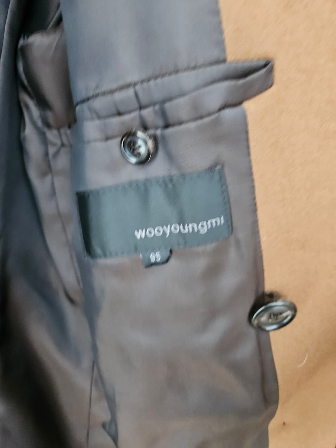 우영미 캐시미어 혼방 더블 버튼 코트 카멜 95사이즈 상품이미지3