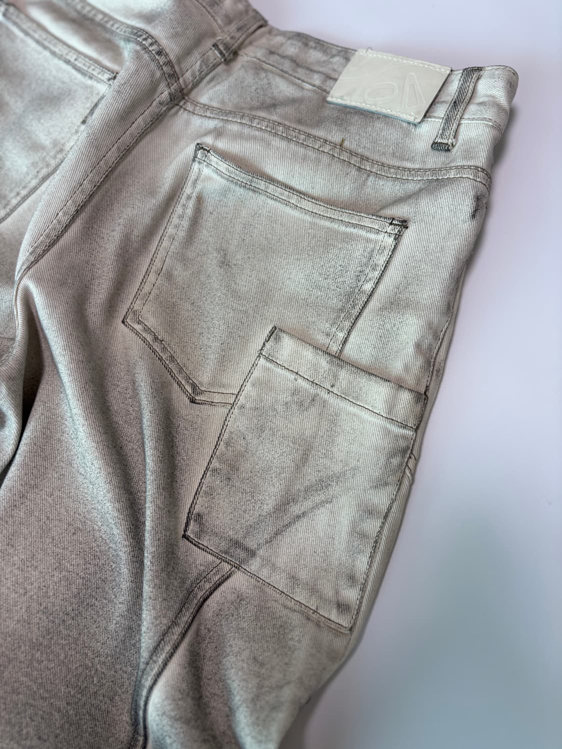 애드오프(ADDOFF) 더티 워싱 커브드 패널 와이드 데님 상품이미지8