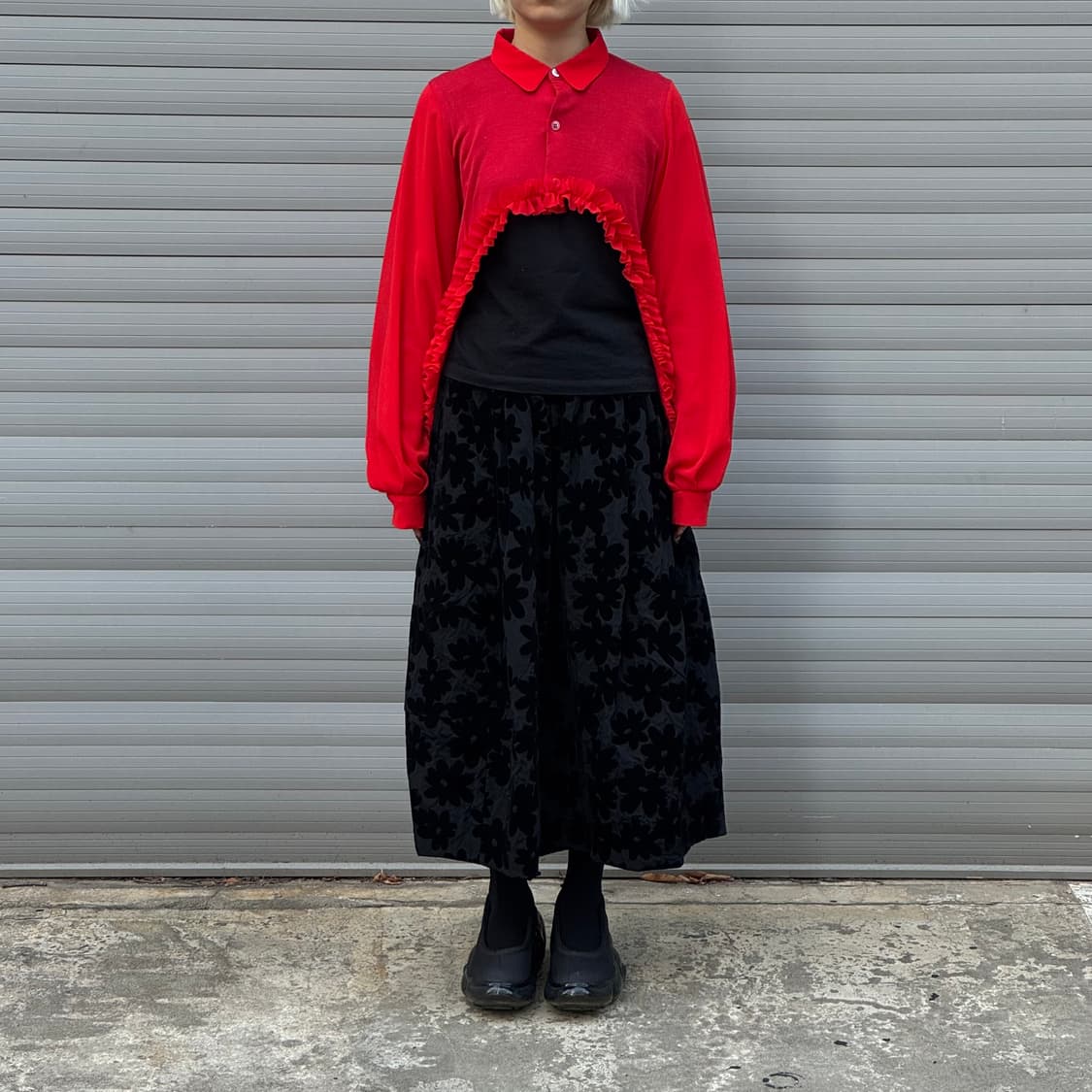 Tulle Ruffle Red Short Cardigan 상품이미지7