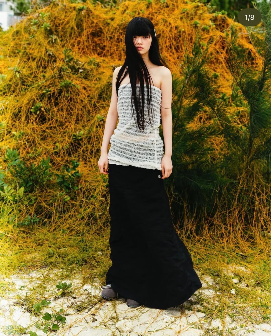 코이세이오 WAVE STITCH TUBE TOP GREY 상품이미지1