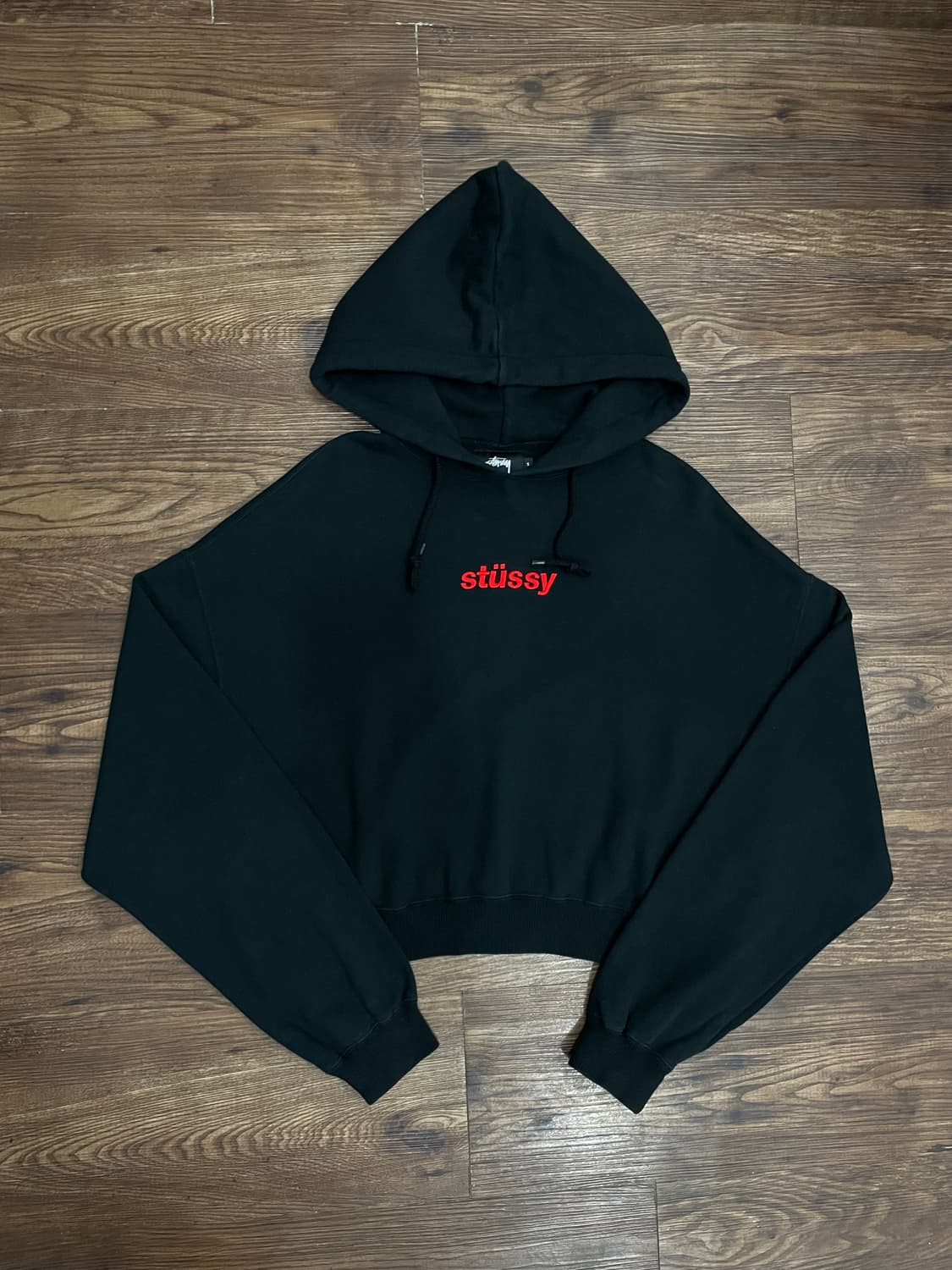 Stussy Crop Hoodie Black 상품이미지3