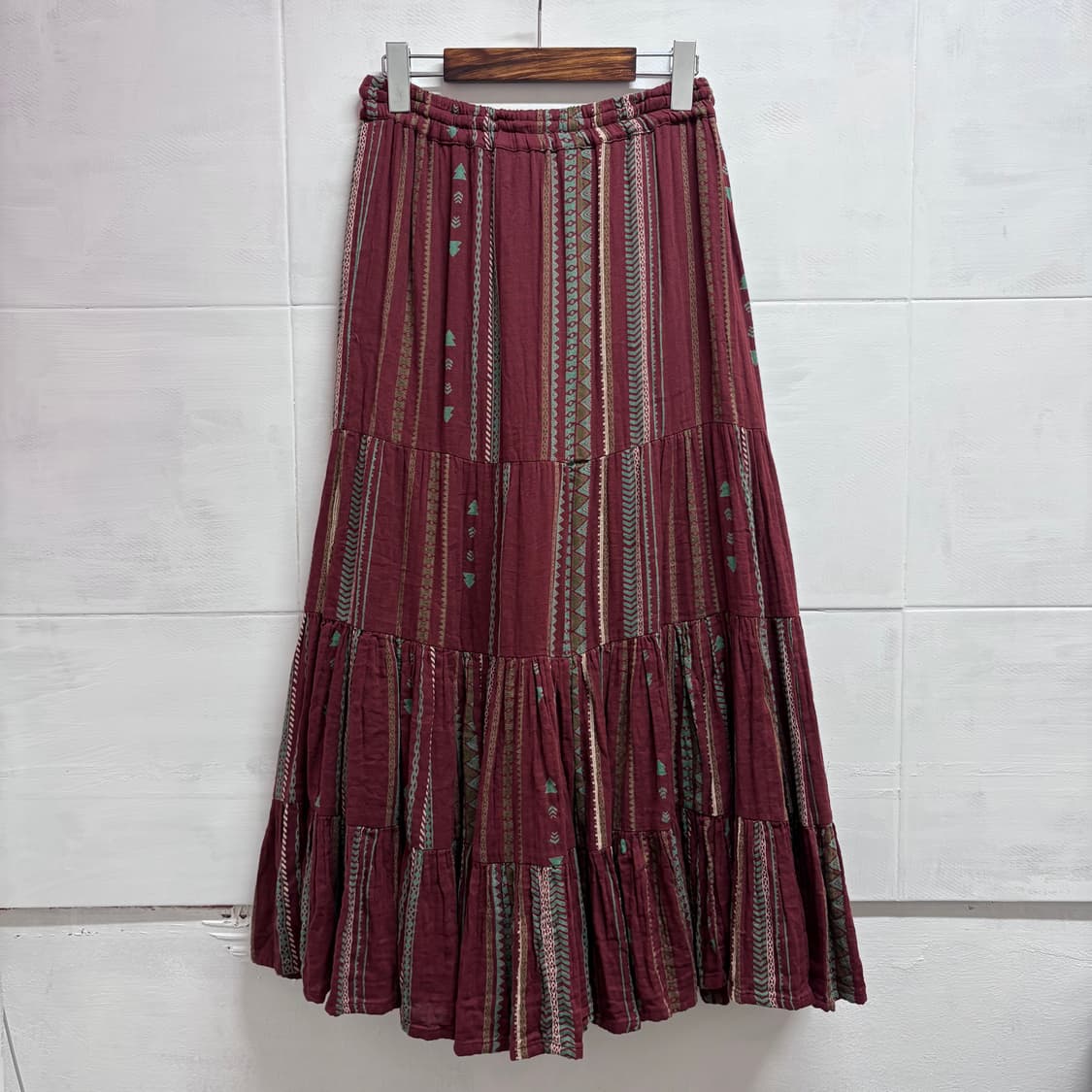 히피 에스닉 패턴 브락 캉캉 롱 스커트 JPN 상품이미지4