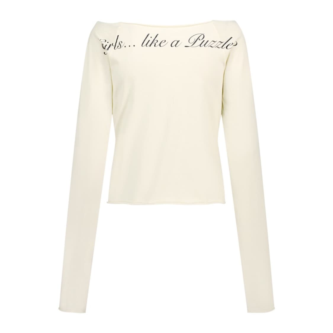 샵페어리 크로스 하트 컷 오프 티셔츠 크림 아일릿 상품이미지2