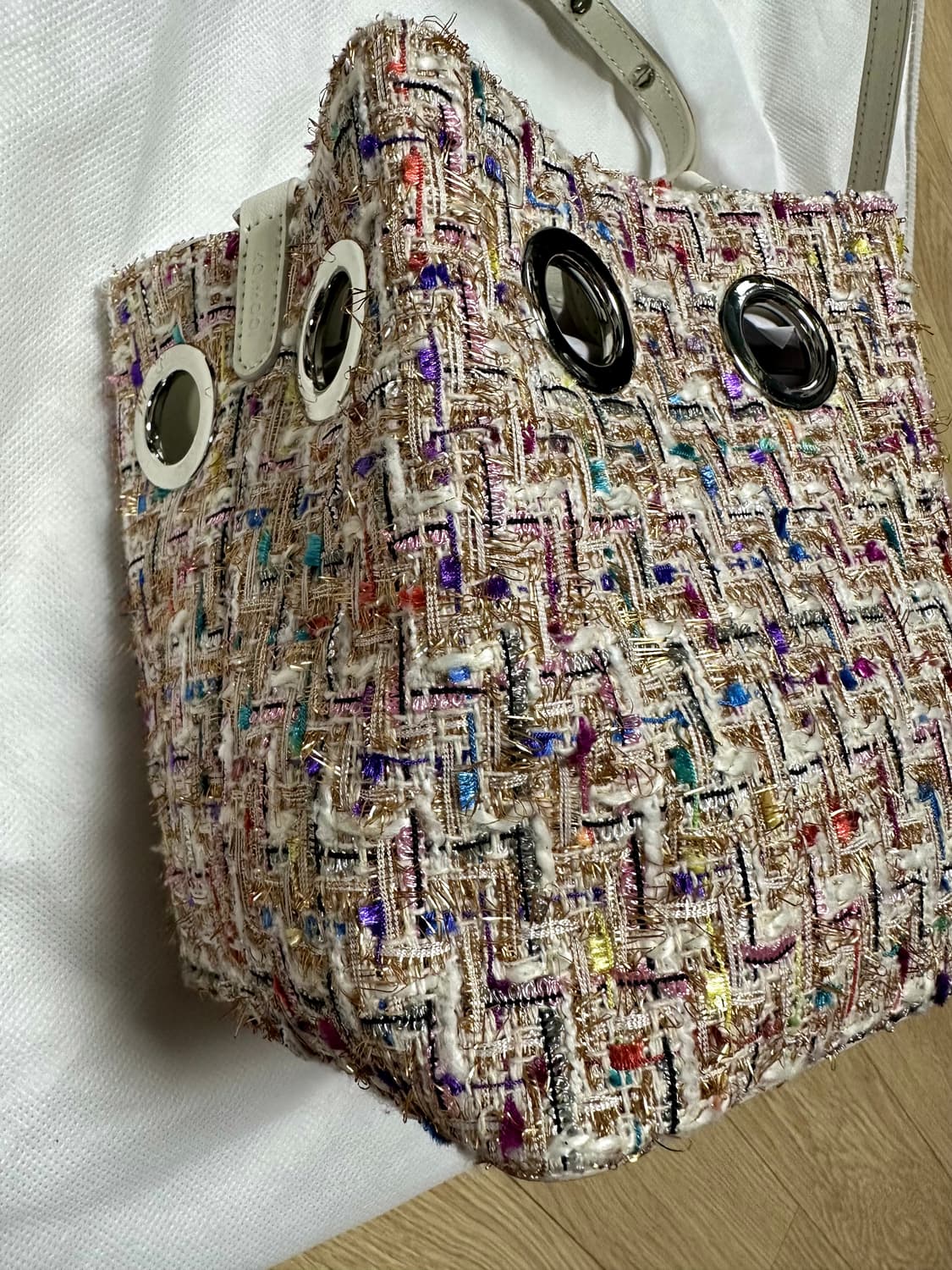 (새제품) 코이무이 소가죽 나나백 아이보리 트위드 상품이미지3