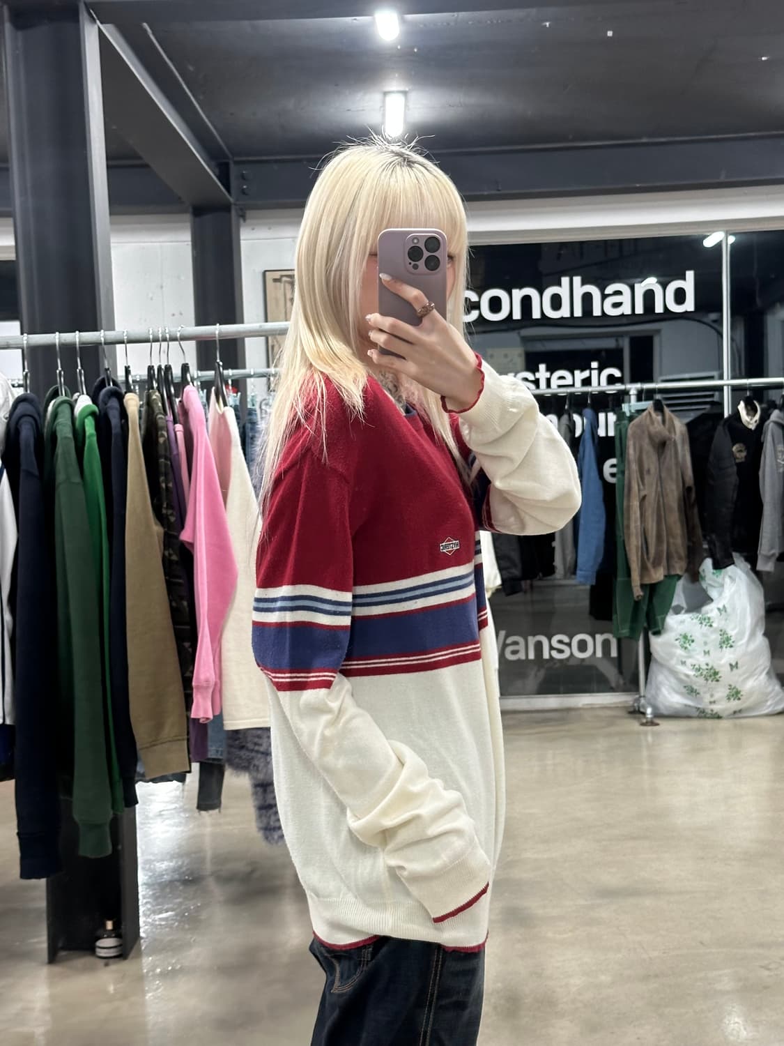 히스테릭글래머 스트라이프 니트 슬리브 상품이미지3