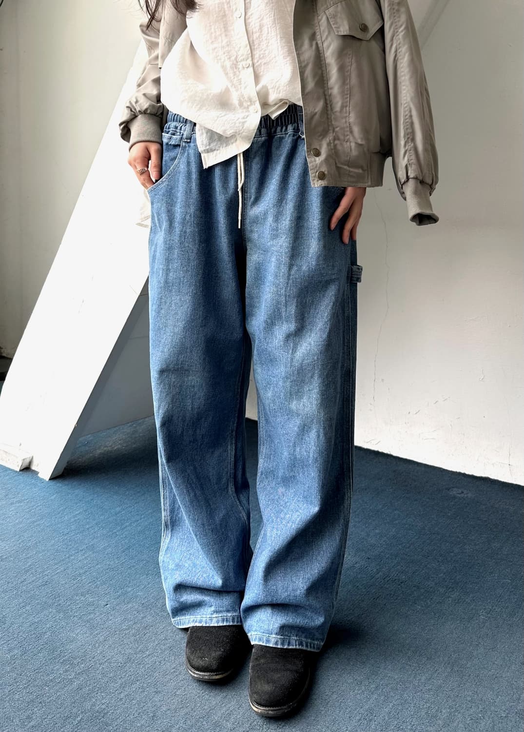 Utility design denim easy painter pants 상품이미지3