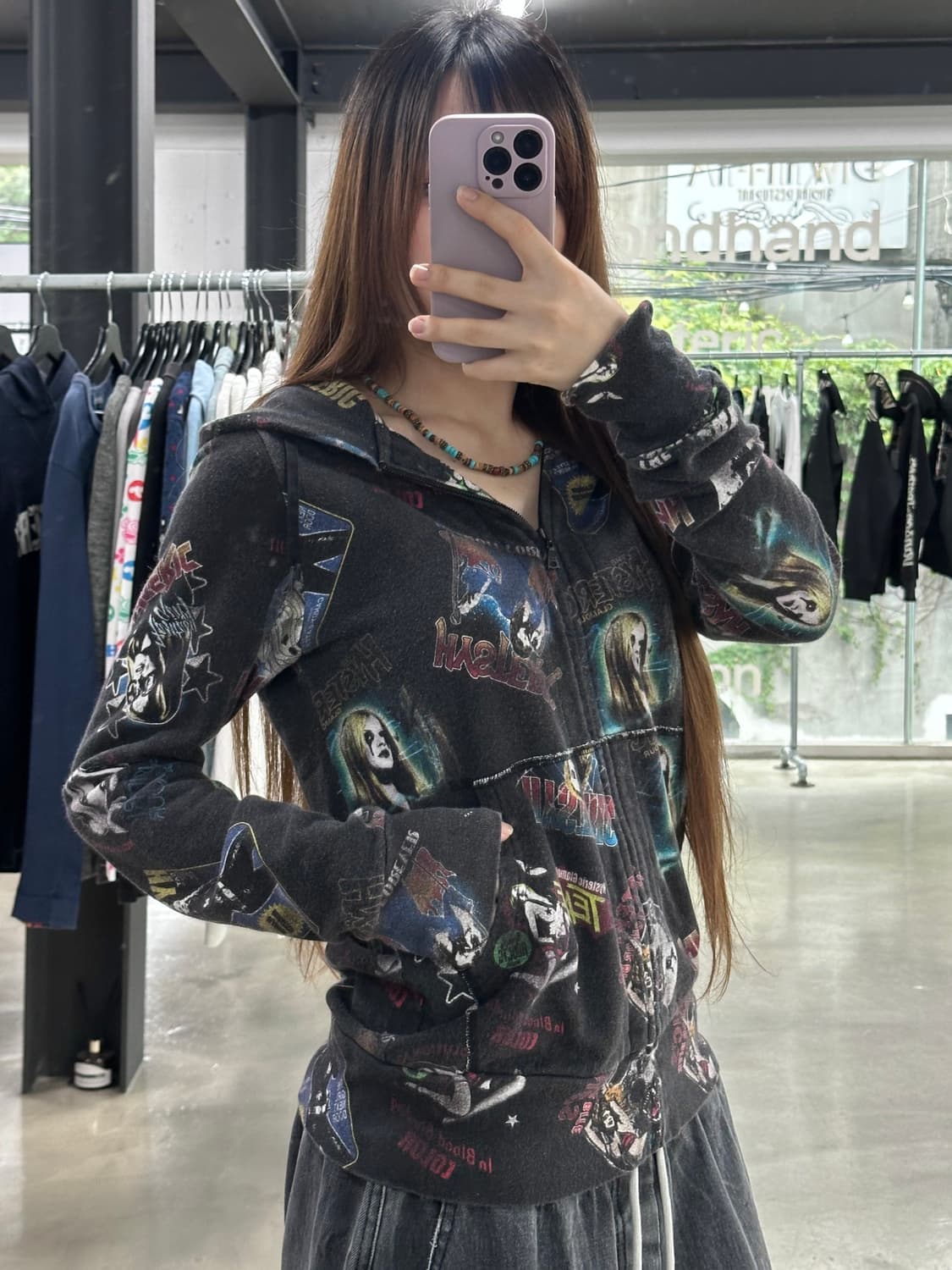 히스테릭글래머 펑크락풀로고 워시드 후드집업 상품이미지2