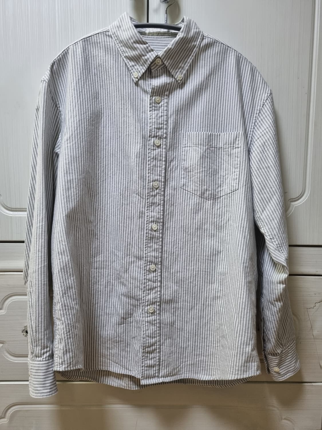 스테디에브리웨어 릴렉스드 옥스퍼드 셔츠 (라이트 그레이 스트라이프) 상품이미지2