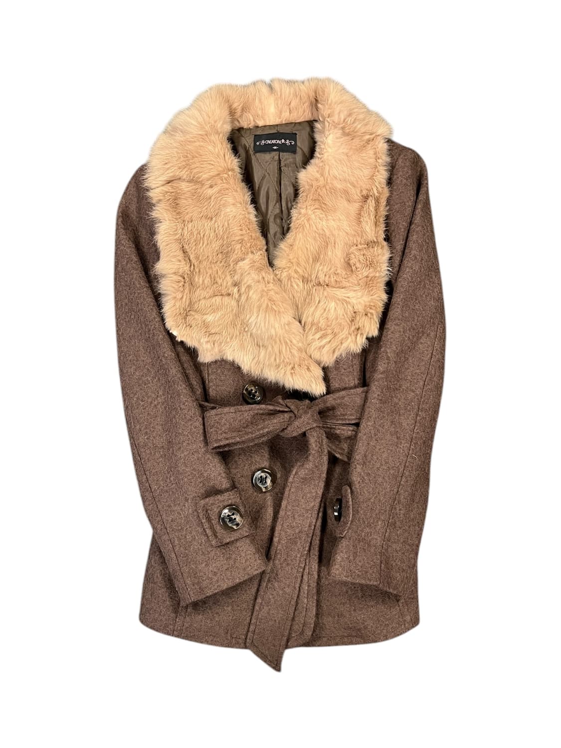 O238 CREATORE 퍼 트리밍 숏 코트 SIZE 66 상품이미지1