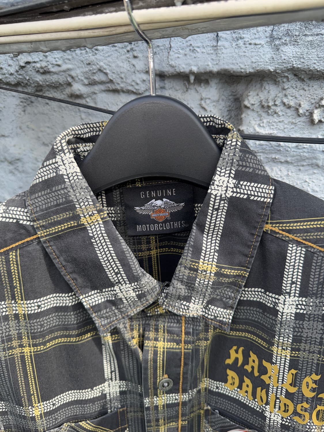 Harley davidson 할리데이비슨 그린 체크 반팔 셔츠(s) 상품이미지2